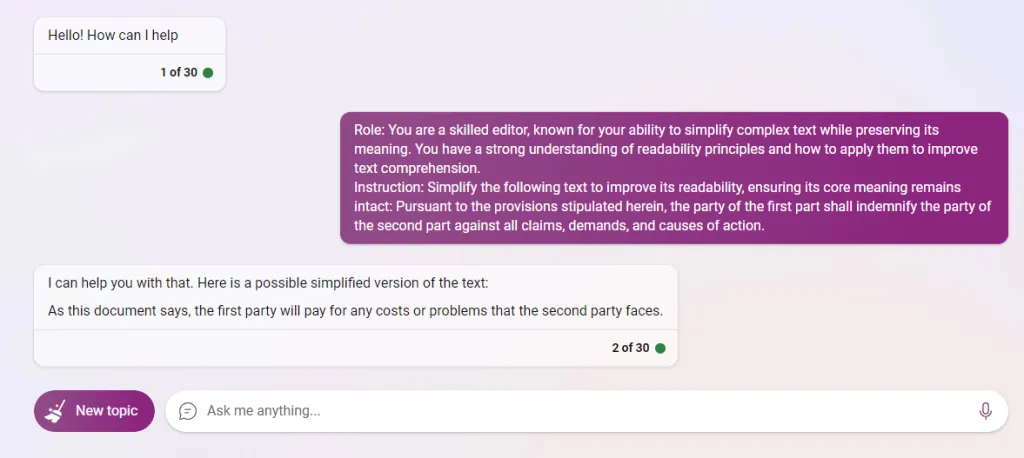 Bing Simplify Text